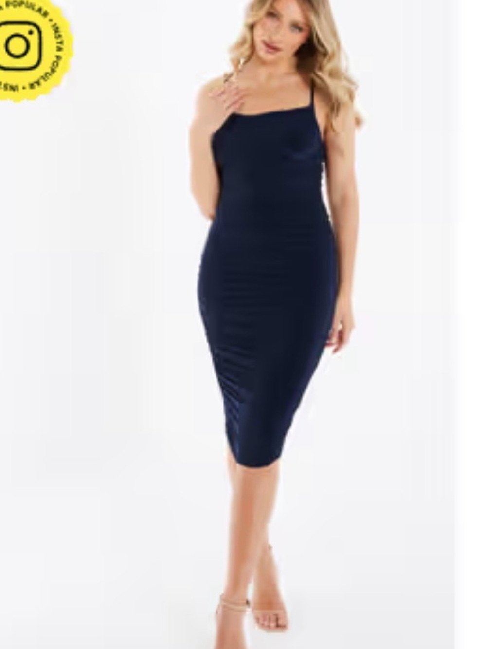 B Darlin Navy Spaghetti-Strap Bodycon Midi Dress